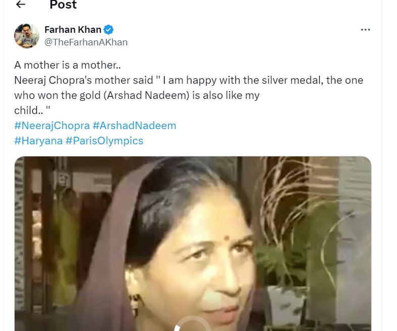 neeraj chopra mother on arshad nadeem gold medal reaction - Satya Hindi