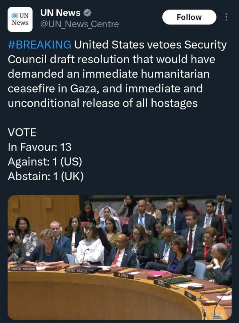 US again vetoes UN ceasefire resolution in Gaza - Satya Hindi