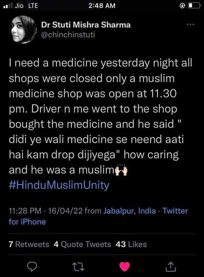 mp bjp president vd sharma wife deletes tweet praising muslim man - Satya Hindi