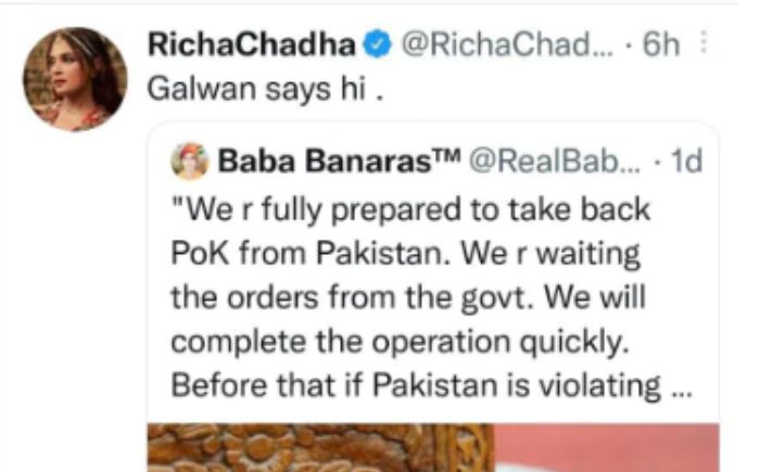 Richa Chadha Galwan tweet Apologises  - Satya Hindi